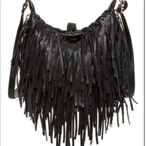 Boho leather fringe crossbody bag